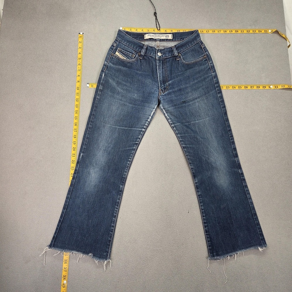 Diesel Jeans Womens Blue Bootcut Baggy Relaxed Raw Hem Fits 26x25